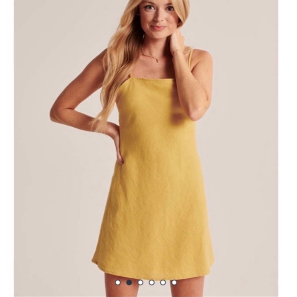 Abercrombie & Fitch Square-Neck Yellow Mini Dress